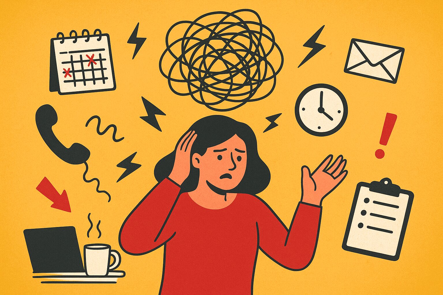 Illustration of chaotic business operations showing chaos, symbolizing why learning how to create SOPs is essential for organization and efficiency.